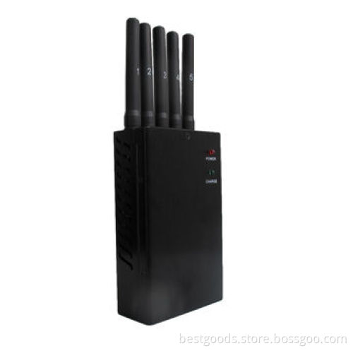 Five antenna GSM/DCS/3G/GPS jammer, 2,800 to 3,200mA working current